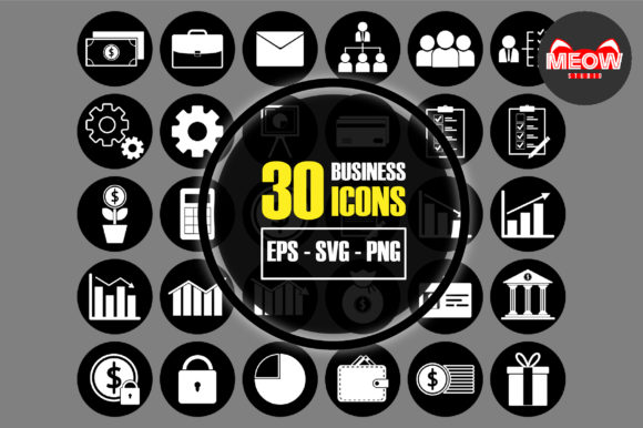 Black and White Business Icons for Modern Design