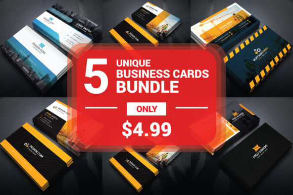 Business Cards Bundle with 5 Concepts for Modern Branding