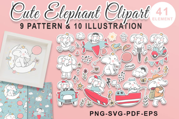 Cute Elephant Graphics for Branding and Illustrations