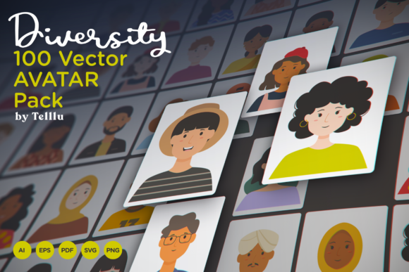 Diversity 100 Vector Avatar Pack Graphics