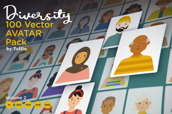 Diversity 100 Vector Avatar Pack V.02 Graphics