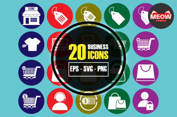 E-Commerce Icon Set Flat Style Graphics
