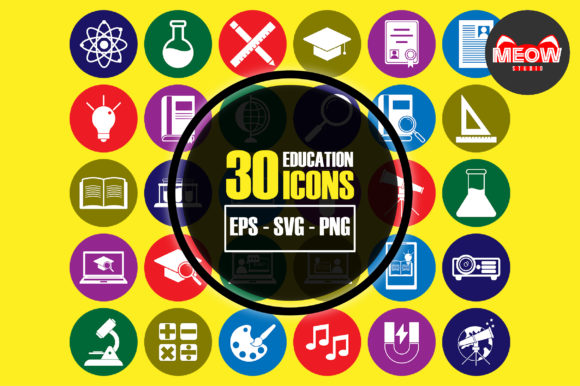 Education Icon Set Flat Style Graphics