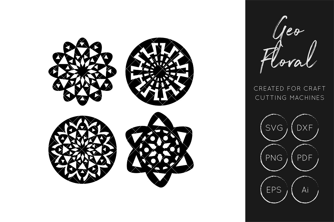 Geo Floral Craft Cutting File Graphics for Crafts