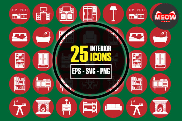 Interior Icon Set Flat Style Graphics