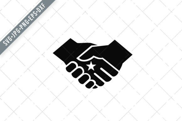 Two Hands in Business Handshake Stars Graphics