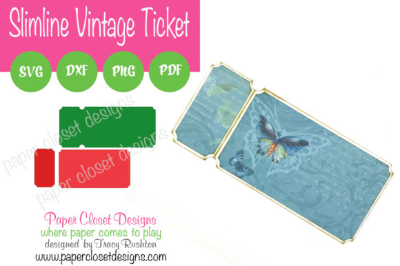 Vintage Ticket Slimline Card 3D SVG for Creative Design